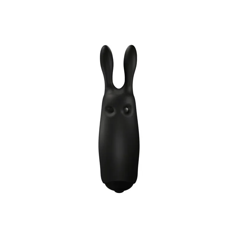 Mini vibromasseur lapin silencieux ADRIEN LASTIC Noir vue de face – jouet en silicone pour clitoris