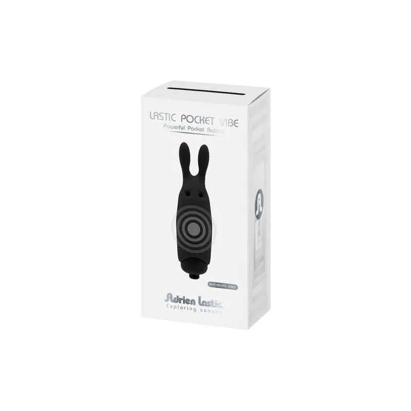 Silent mini rabbit vibrator ADRIEN LASTIC Black front view – silicone clitoral stimulator toy