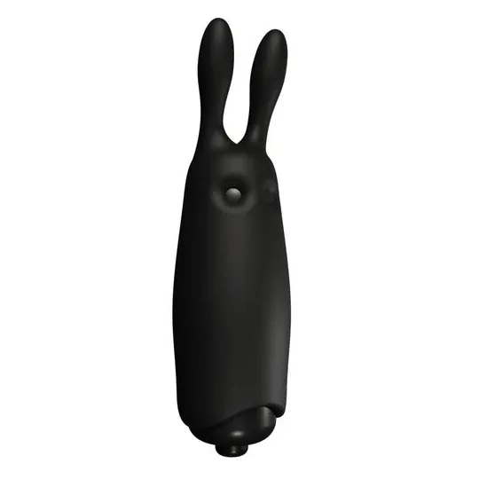 Mini vibratore coniglio silenzioso ADRIEN LASTIC Nero vista frontale – giocattolo in silicone per clitoride