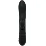 Schwarzer 3-in-1 rotierender Kaninchenvibrator Adrien Lastic mit Klitoris- und G-Punkt-Stimulation