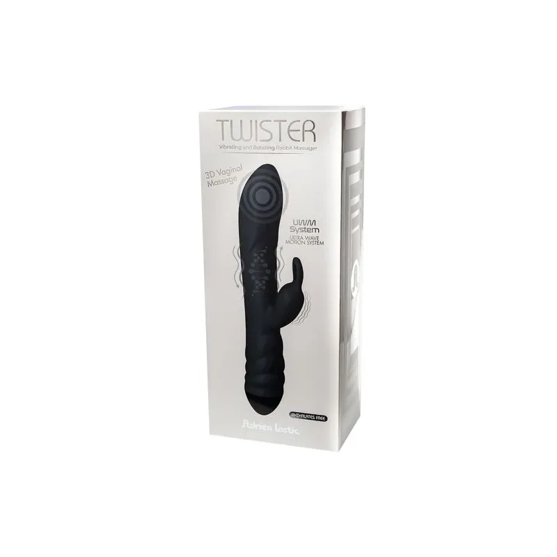 Vibratore 3-in-1 rotante e coniglio nero Adrien Lastic con stimolazione clitoridea e punto G