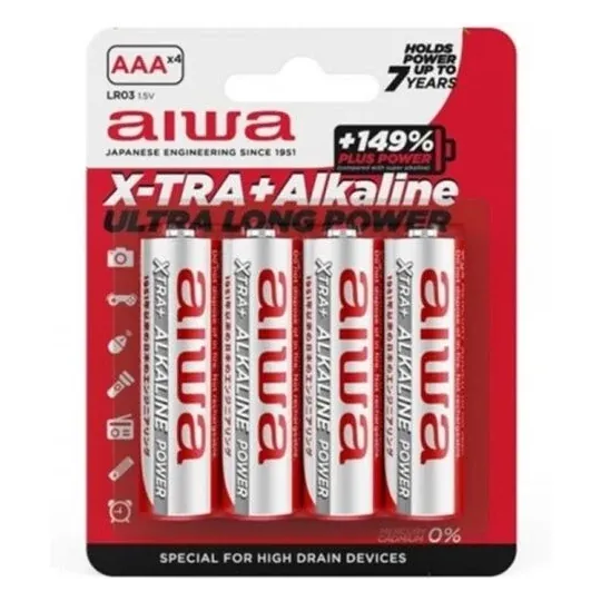 4er-Pack AAA Alkaline-Batterien AIWA Langzeit in Blisterverpackung