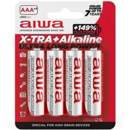 4er-Pack AAA Alkaline-Batterien AIWA Langzeit in Blisterverpackung