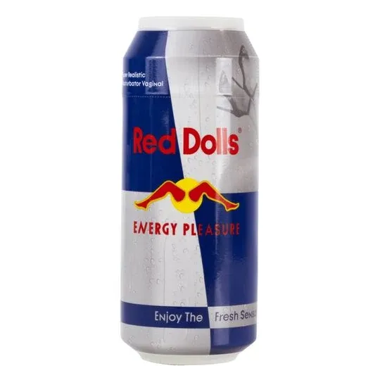 Masturbator ALIVE Dose rot, Vorderansicht des diskreten Energydrink-Designs