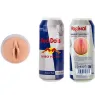 Masturbateur canette ALIVE rouge, vue avant du design discret de boisson énergétique