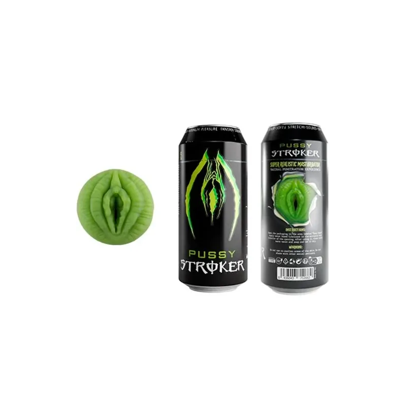 Discreet aluminum can masturbator ALIVE - Realistic pussy stroker with internal texture - Portable