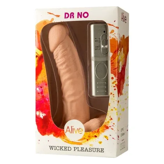 Vibromasseur pénis non réaliste 18 cm couleur chair, ventouse puissante, vibrations - ALIVE