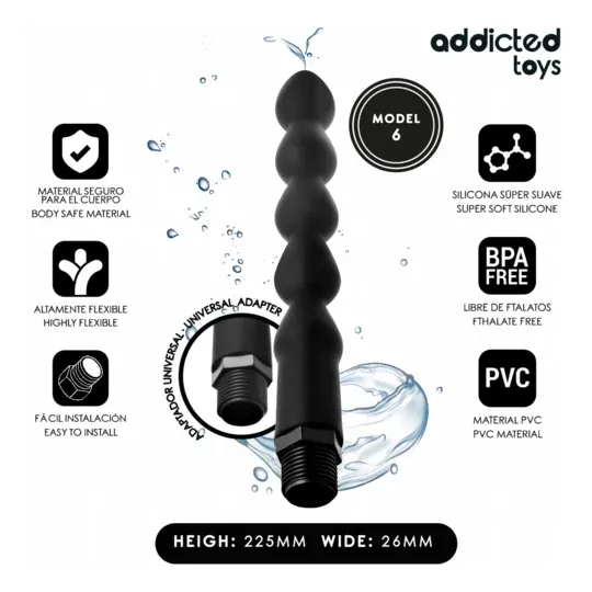 Ducha anal Addicted Toys con adaptador universal, vista principal, silicona suave" }, "image_237": { "fr": "Embout du nettoyeur 