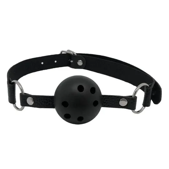 Bavaglio BDSM traspirante ALIVE nero con design forato per sottomissione leggera e comfort