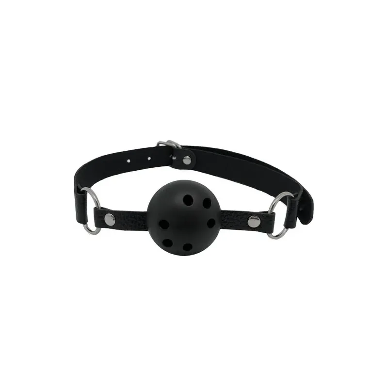 ALIVE black breathable BDSM gag with perforated design for light submission and comfort