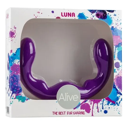ALIVE doppio dildo Luna silicone viola 25 cm - flessibile e morbido per stimolazione vaginale e anale