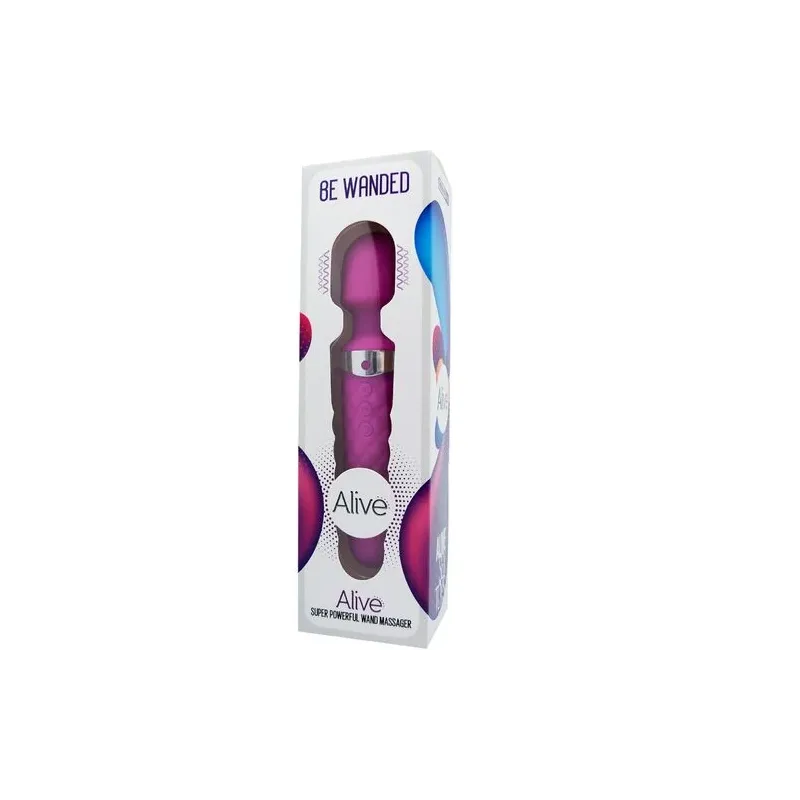 ALIVE rechargeable mini purple massage wand vibrator 16 modes