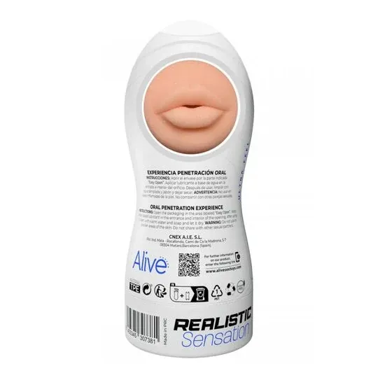 Realistischer männlicher Masturbator ALIVE Maxi Flex Größe L, Mundöffnung, ultraweiches TPE, 19x7,8 cm