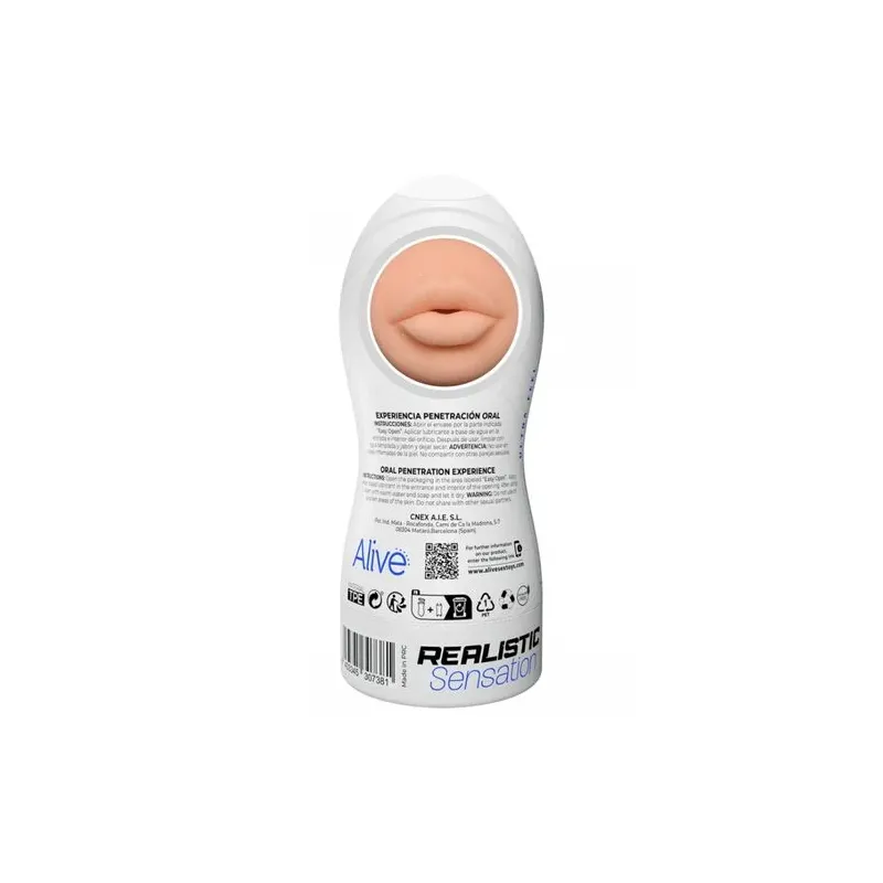 Masturbatore maschile realistico ALIVE Maxi Flex taglia L, apertura orale, materiale TPE ultra morbido, 19x7,8 cm