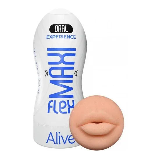 Masturbatore maschile realistico ALIVE Maxi Flex taglia L, apertura orale, materiale TPE ultra morbido, 19x7,8 cm