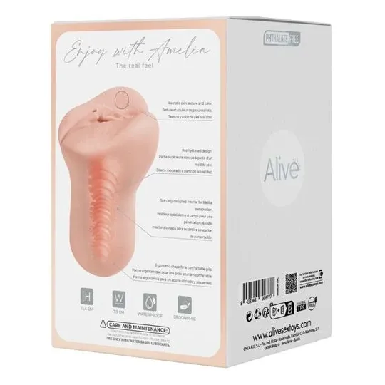 Masturbateur masculin Flex Vaginal Taille M ALIVE – Vue avant couleur chair TPE souple