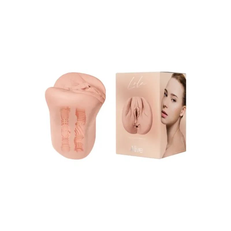 Realistic flexible masturbator ALIVE vaginal shape flesh color size M overall view