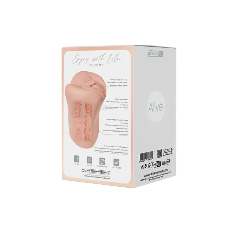 Realistischer flexibler Masturbator ALIVE vaginale Form fleischfarben Größe M Gesamtansicht