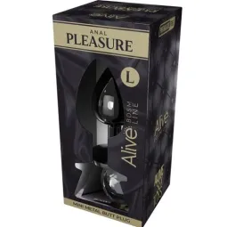 Mini Plug Anal aus Metall schwarz Größe L von ALIVE mit glänzendem Diamant