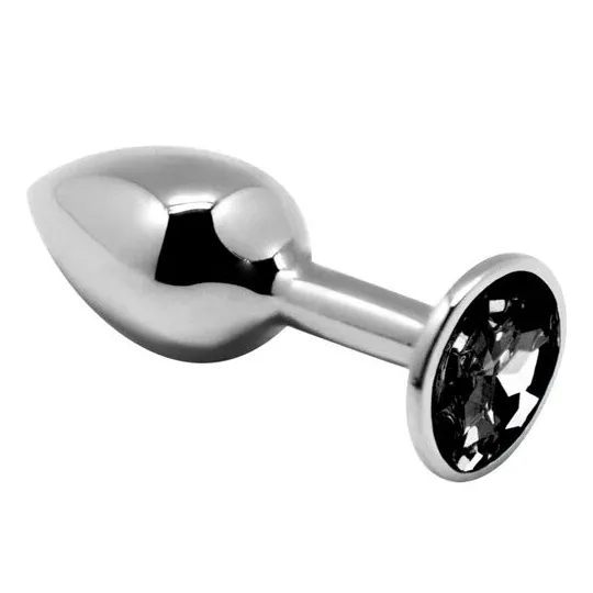 Mini plug anale in metallo nero taglia L di ALIVE con diamante lucido per stimolazione anale