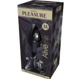 Mini plug anal en métal noir taille M de la marque ALIVE, surface lisse et base large