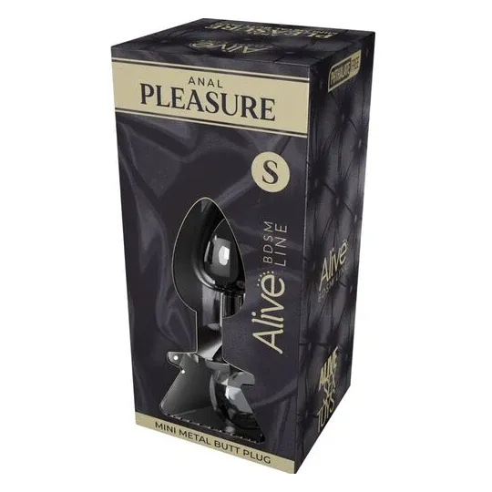 Mini plug anal metal negro talla S con diamante brillante - ALIVE para principiantes