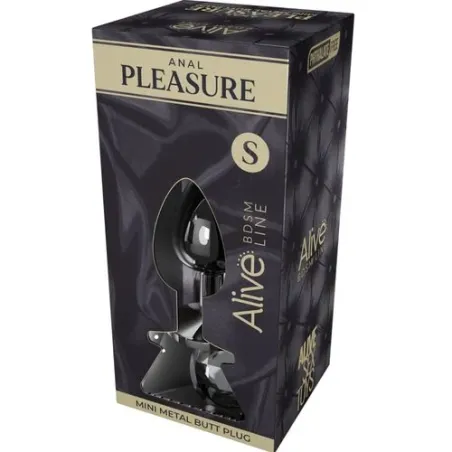 Mini plug anal metal negro talla S con diamante brillante - ALIVE para principiantes