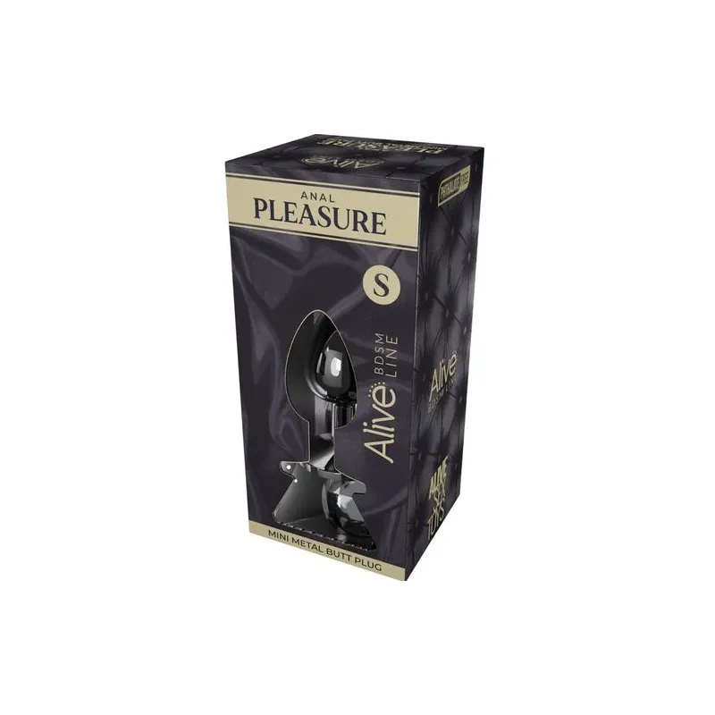 Mini plug anal metal negro talla S con diamante brillante - ALIVE para principiantes