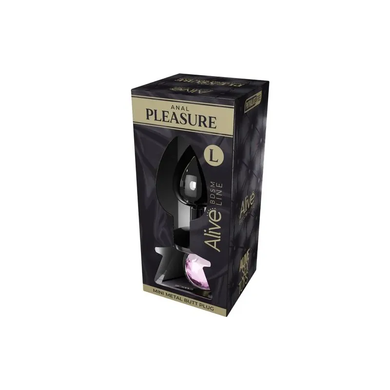 Plug anal metálico rosa talla L ALIVE – mini plug anal con diamante brillante, resistente al agua IPX8, ideal para principiantes