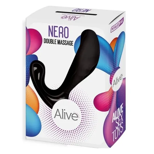 ALIVE Nero double masseur anal prostatique noir en silicone ABS pour stimulation prostate - 7cm