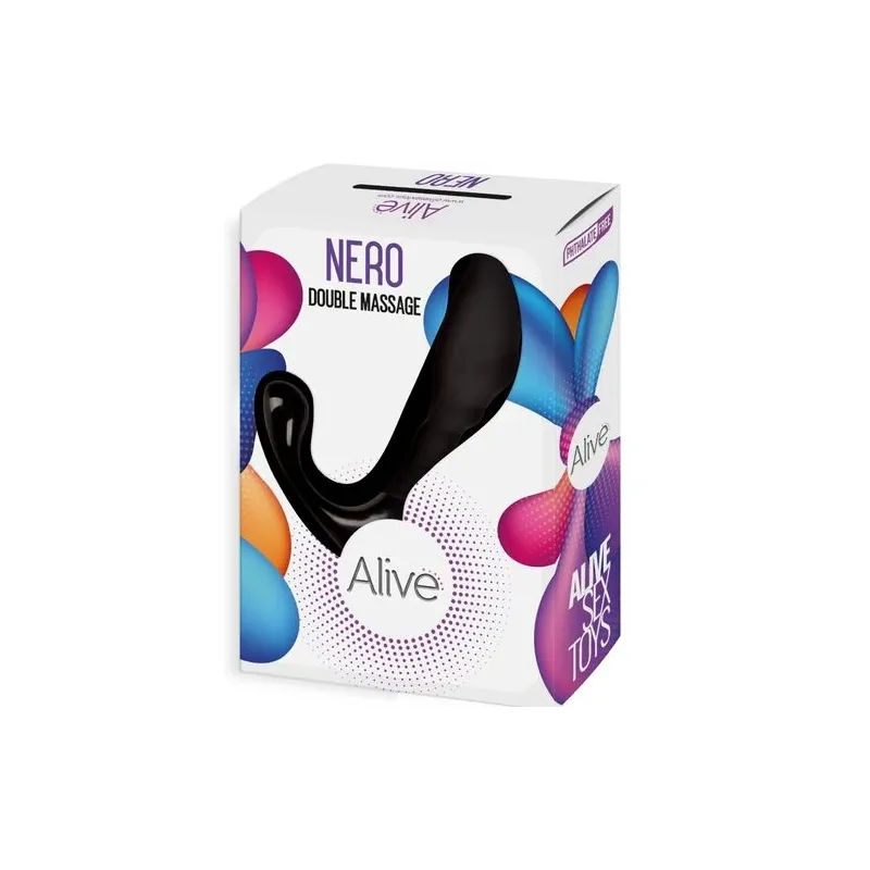 ALIVE Nero double masseur anal prostatique noir en silicone ABS pour stimulation prostate - 7cm