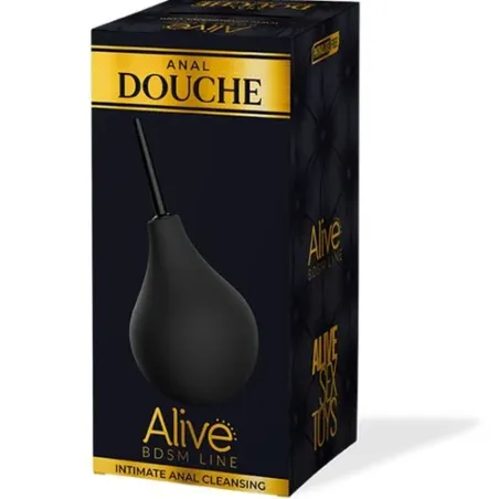 Poire de lavement taille M ALIVE - Douche anale noire 15.5 cm pour hygiène intime