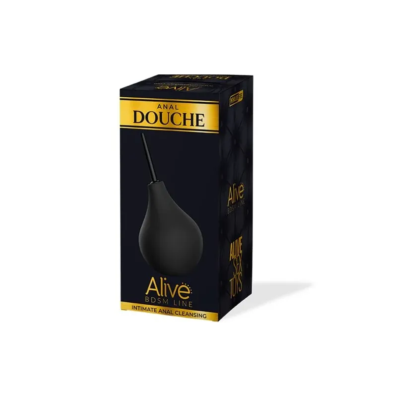 Poire de lavement taille M ALIVE - Douche anale noire 15.5 cm pour hygiène intime