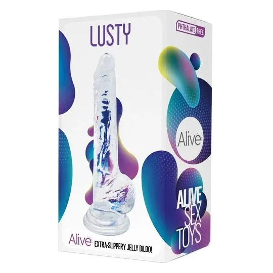 Dildo realistico trasparente 18 cm ALIVE, pene in gelatina ipoallergenica, impermeabile, senza ftalati