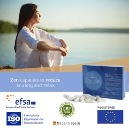 [ { "fr": "Boîte de 30 gélules 500 COSMETICS Zen Pills anti-anxiété naturelle – paquet vert et blanc", "de": "500 COSMETICS Zen 