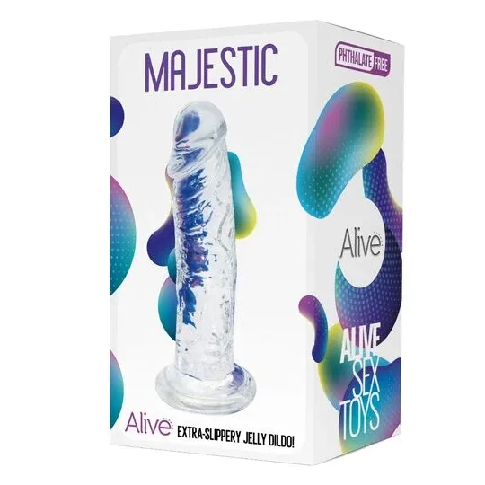 Realistic transparent dildo ALIVE 14.7 cm soft jelly material with veins and head, for vaginal or anal penetration