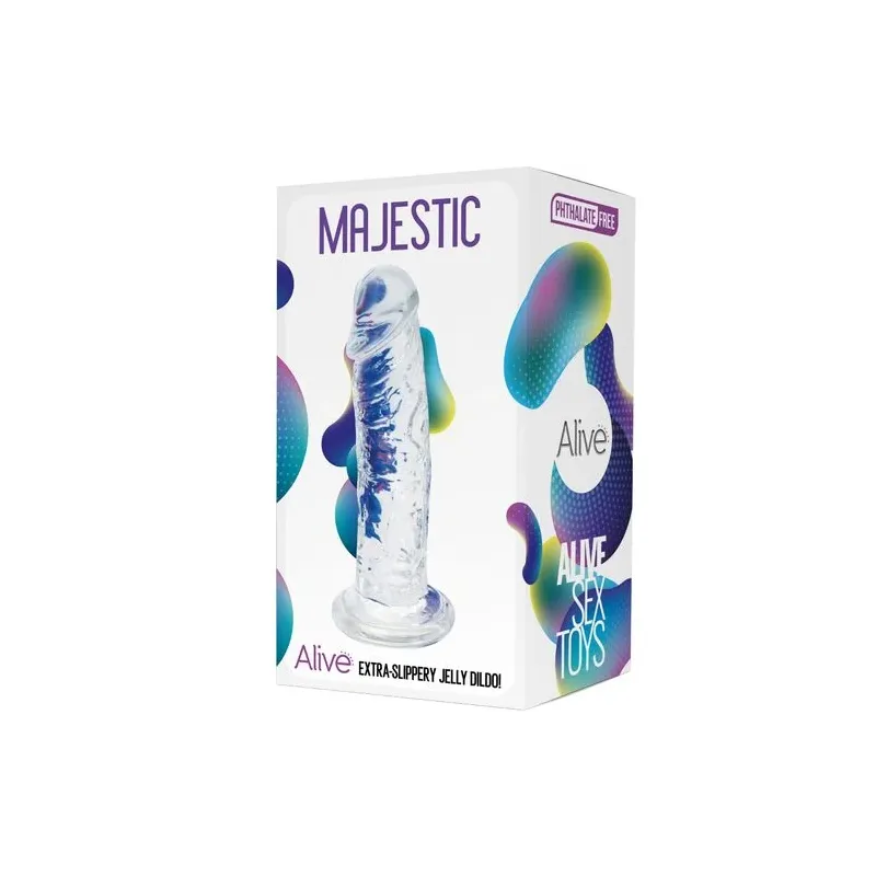 Realistic transparent dildo ALIVE 14.7 cm soft jelly material with veins and head, for vaginal or anal penetration