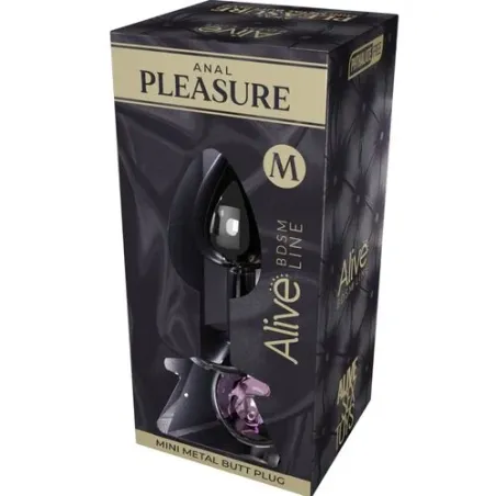 Mini metal anal plug rose gold ALIVE - beginner anal toy with diamond tip size M