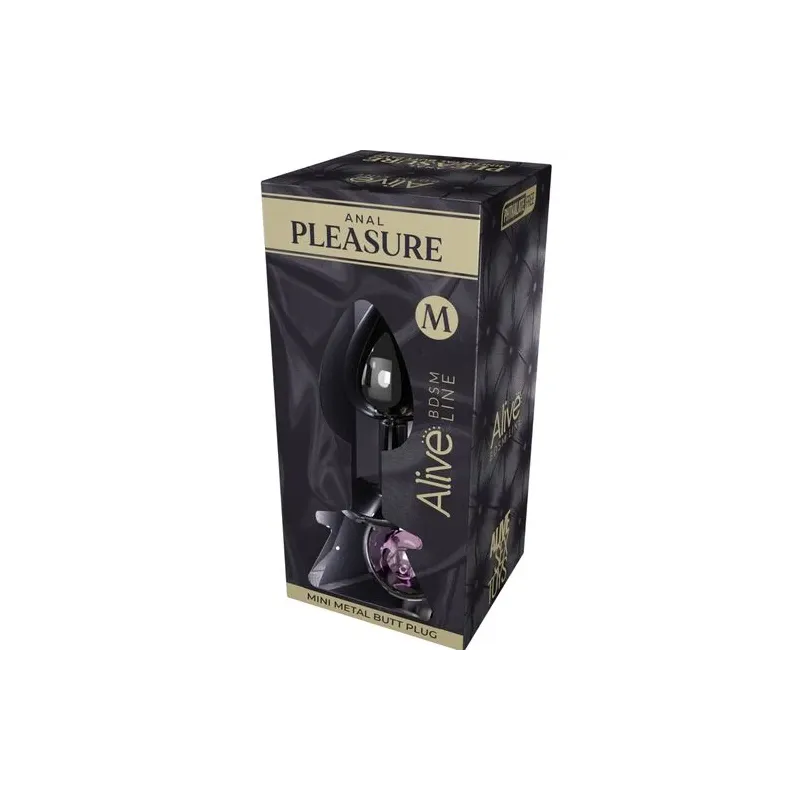 Mini plug anal metal rosa ALIVE - juguete anal para principiantes con diamante talla M