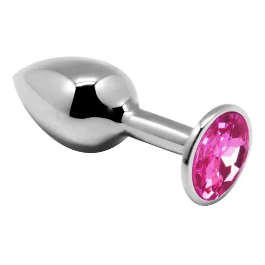 Mini plug anal metal rosa ALIVE - juguete anal para principiantes con diamante talla M