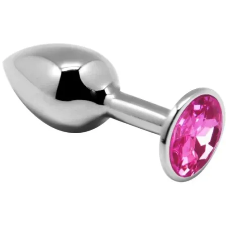 Mini metal anal plug rose gold size S with sparkling diamond, beginner toy ALIVE