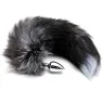 Plug anal metálico con cola de zorro de pelo sintético blanco/negro talla M marca ALIVE