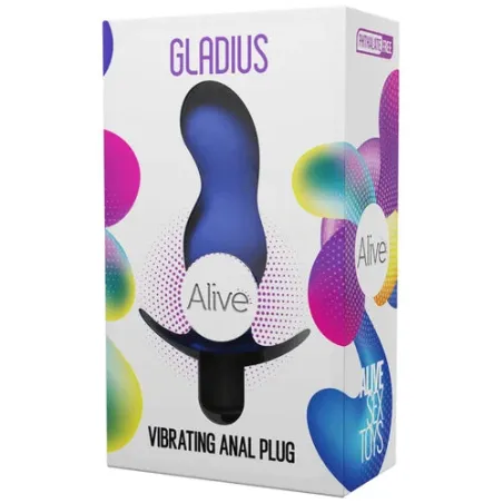 Rechargeable vibrating anal plug Gladius in black silicone - Brand ALIVE