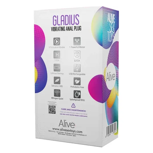 Plug anale vibrante Gladius ricaricabile in silicone nero - Marca ALIVE