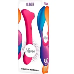 Vibromasseur à succion clitoridienne fuchsia ALIVE avec double moteur et 10 modes
