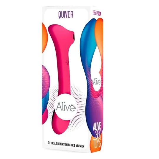 Vibratore a suzione clitoridea fucsia ALIVE con doppio motore e 10 modalità