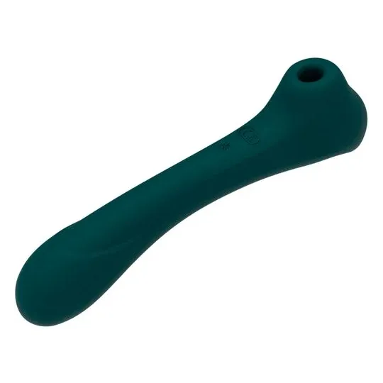 Vibromasseur ALIVE bleu-vert vue avant avec succion clitoridienne et 10 modes