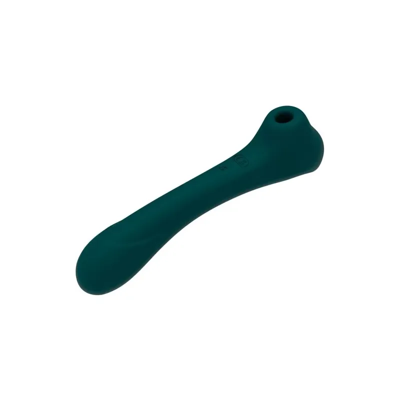 Vibratore ALIVE blu-verde vista frontale con suzione e 10 modalità