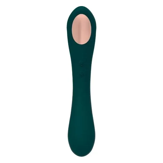 Vibromasseur ALIVE bleu-vert vue avant avec succion clitoridienne et 10 modes