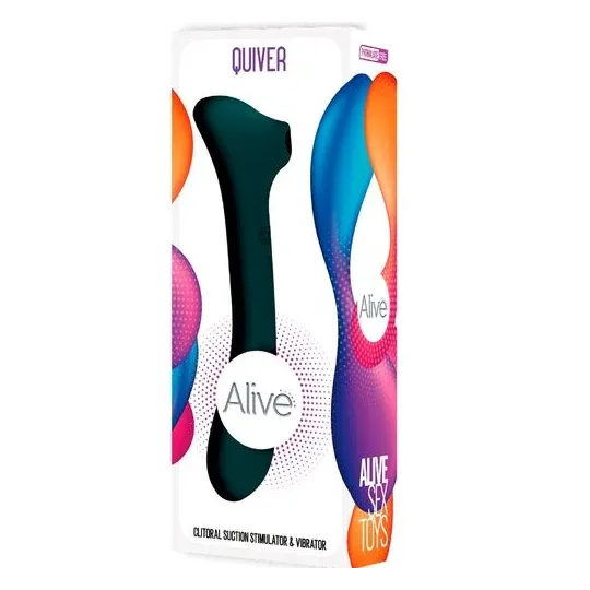ALIVE Vibrator in Blaugrün, Vorderansicht, mit Saugfunktion und 10 Modi